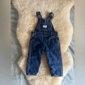 Heart Embroidered Denim Overalls